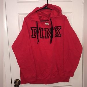 Red PINK Hooded Pullover